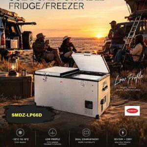 SnoMaster 66L Low Profile Dual Compartment Portable Fridge/Freezer AC/DC S/Steel SMDZ-LP66D