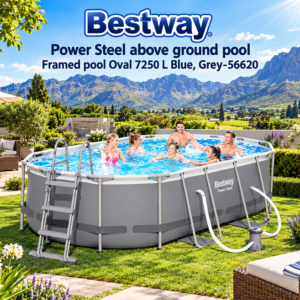Bestway Power Steel above ground pool Framed pool Oval,4.27m x 2.50m x 1.00m Grey-56620