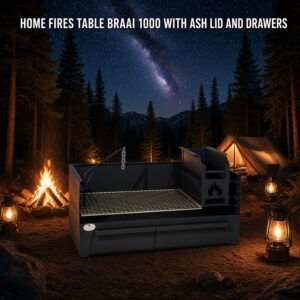 HOME FIRES TABLE BRAAI 1000 WITH ASHLID AND DRAWERS