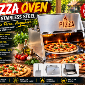 430 STAINLESS STEEL PIZZA OVEN -EASY BAKING WITH WOOD OR ON GAS.