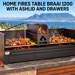 HOME FIRES TABLE BRAAI 1200 WITH ASHLID AND DRAWERS