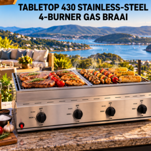 TABLETOP 430 STAINLESS-STEEL 4-BURNER GAS BRAAI