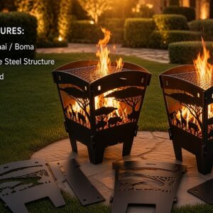 BUILD A BOMA - SLANTED MILD-STEEL SQ/Braai with Removable Grid