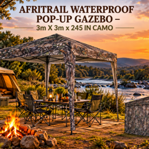 AFRITRAIL WATERPROOF POP-UP GAZEBO – 3m X 3m x 245 IN CAMO