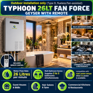 TYPHOON 26LT FAN FORCE GEYSER WITH REMOTE