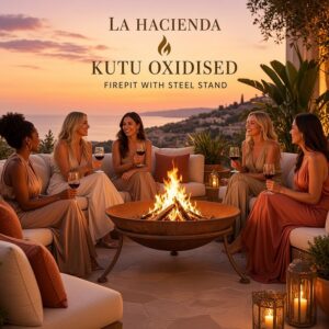 LA HACIENDA KUTU OXIDISED FIREPIT WITH STEEL STAND
