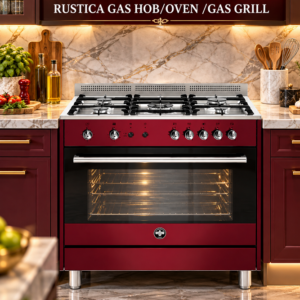 THE LA GERMANIA 90CM BURGUNDY RUSTICA GAS HOB/OVEN /GAS GRILL.