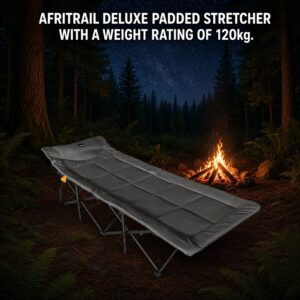 AFRITRAIL DELUXE PADDED STRETCHER WITH A WIEGHT RATING OF 120kg.
