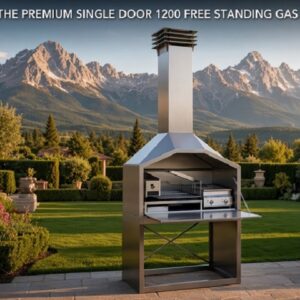 THE PREMIUM SINGLE DOOR 1200 MILD STEEL/STAINLESS-STEEL FREE STANDING BRAAI GAS COMBO`S