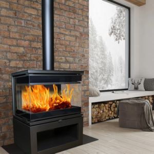 Flamm Peninsula 780 with Log Base Freestanding Fireplace (12-14kW)