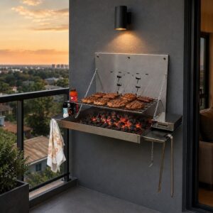 THE EXECUTIVE COMPACT ENTERTAINER 700MM STAINLESS-STEEL WALL BRAAI