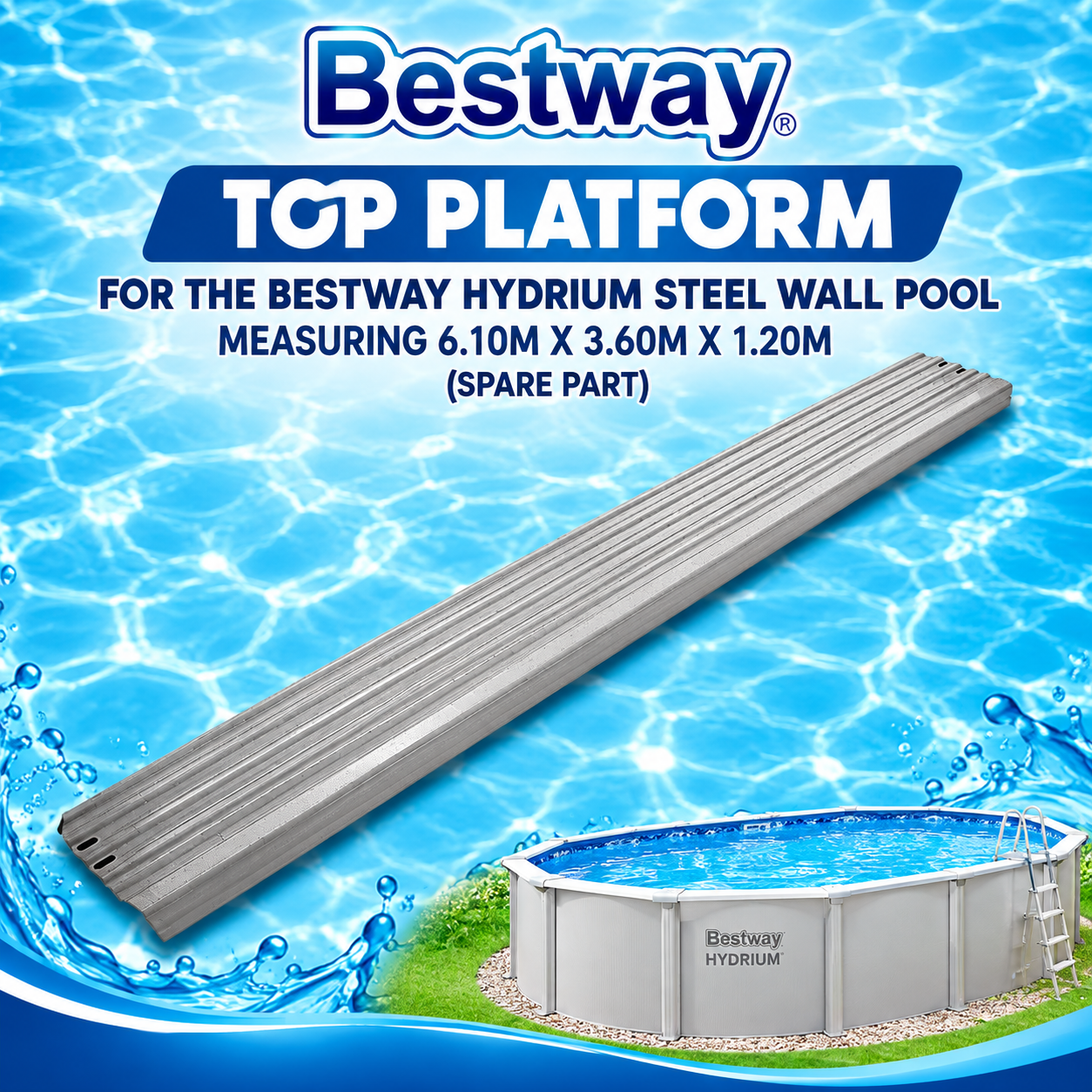 BESTWAY® TOP PLATFORM FOR THE BESTWAY HYDRIUM STEEL WALL POOL MEASURING 6.10M. (SPARE PART)