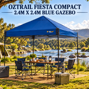 OZTRAIL FIESTA COMPACT 2.4M X 2.4M BLUE GAZEBO
